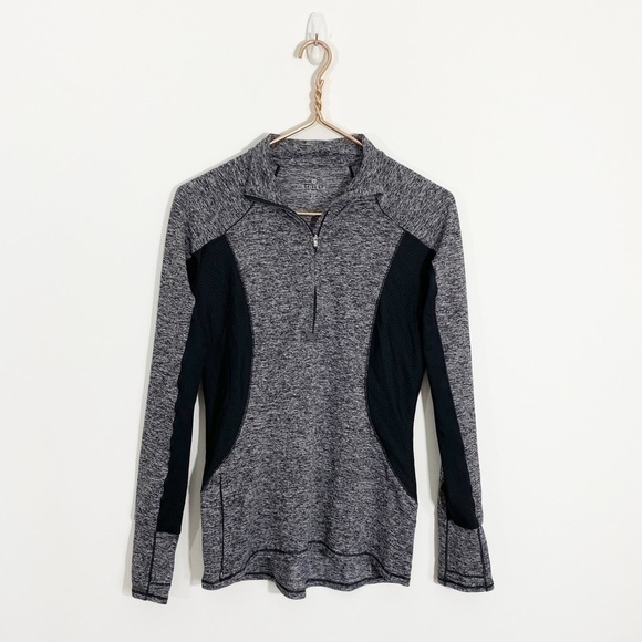 Athleta XS Run Wild Colorblock Half Zip Pullover Long Sleeve Top Gray‎ Black - Picture 2 of 10